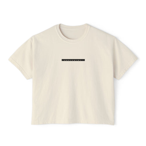 The 1991 Tee — Boxy Cropped in cream, front view with Bodypoint logo bar across the chest