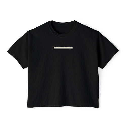 The 1991 Tee — Boxy Cropped in black, front view with Bodypoint logo bar across the chest