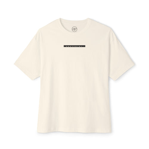 The 1991 Tee — Unisex Boxy in cream, front view with Bodypoint logo bar across the chest
